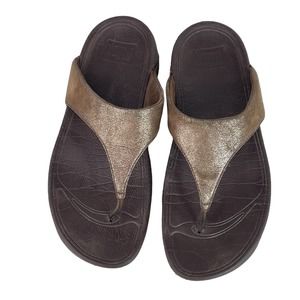 Fitflop Lulu Bronze Shimmer Sandals Flip Flop Style 505012 Thong Womens Sz 8